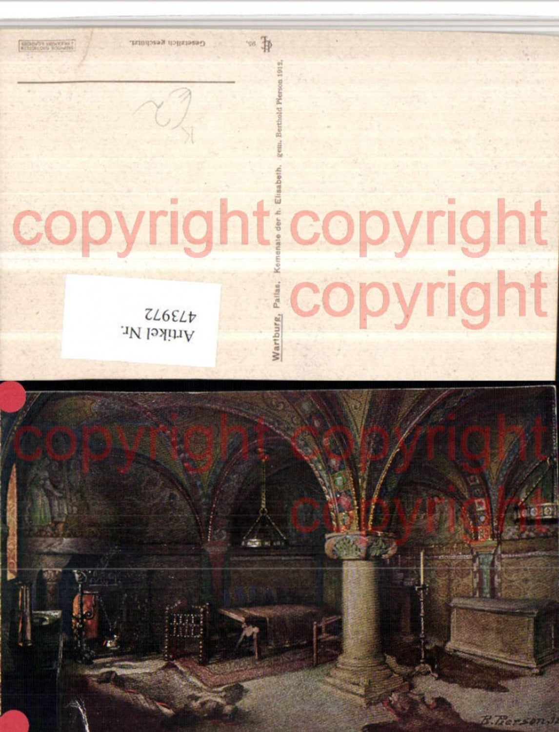 473972, Artist AK B. Pierson Eisenach Wartburg Kemenate Elisabeth