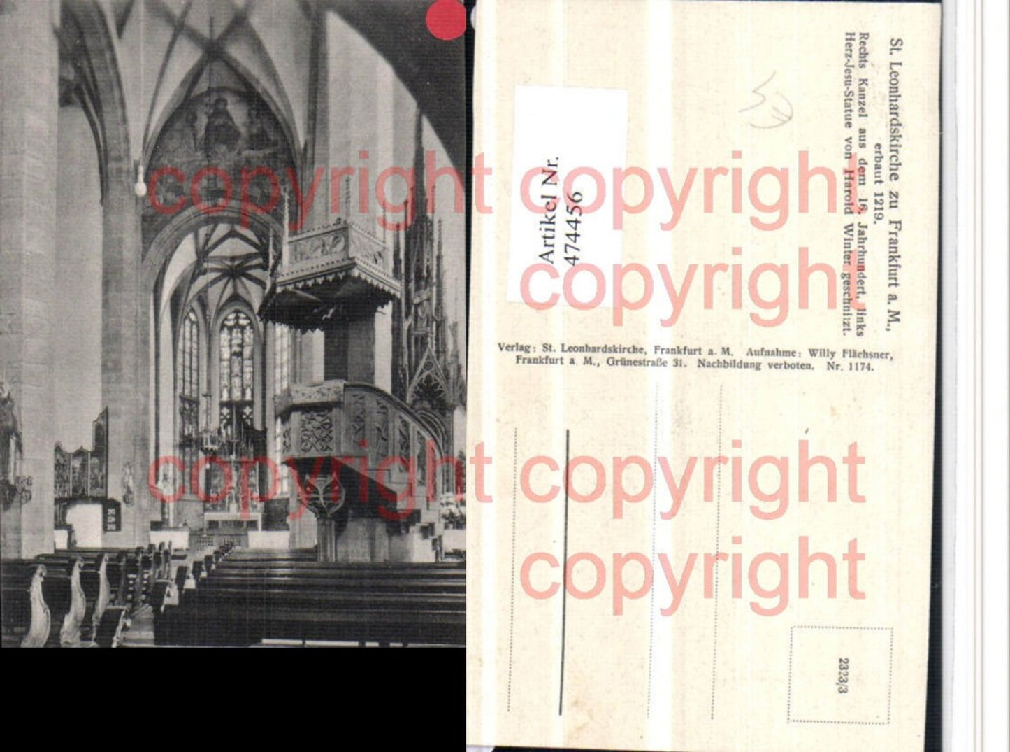 474456,Frankfurt am Main St. Leonhardskirche Innenansicht Kanzel