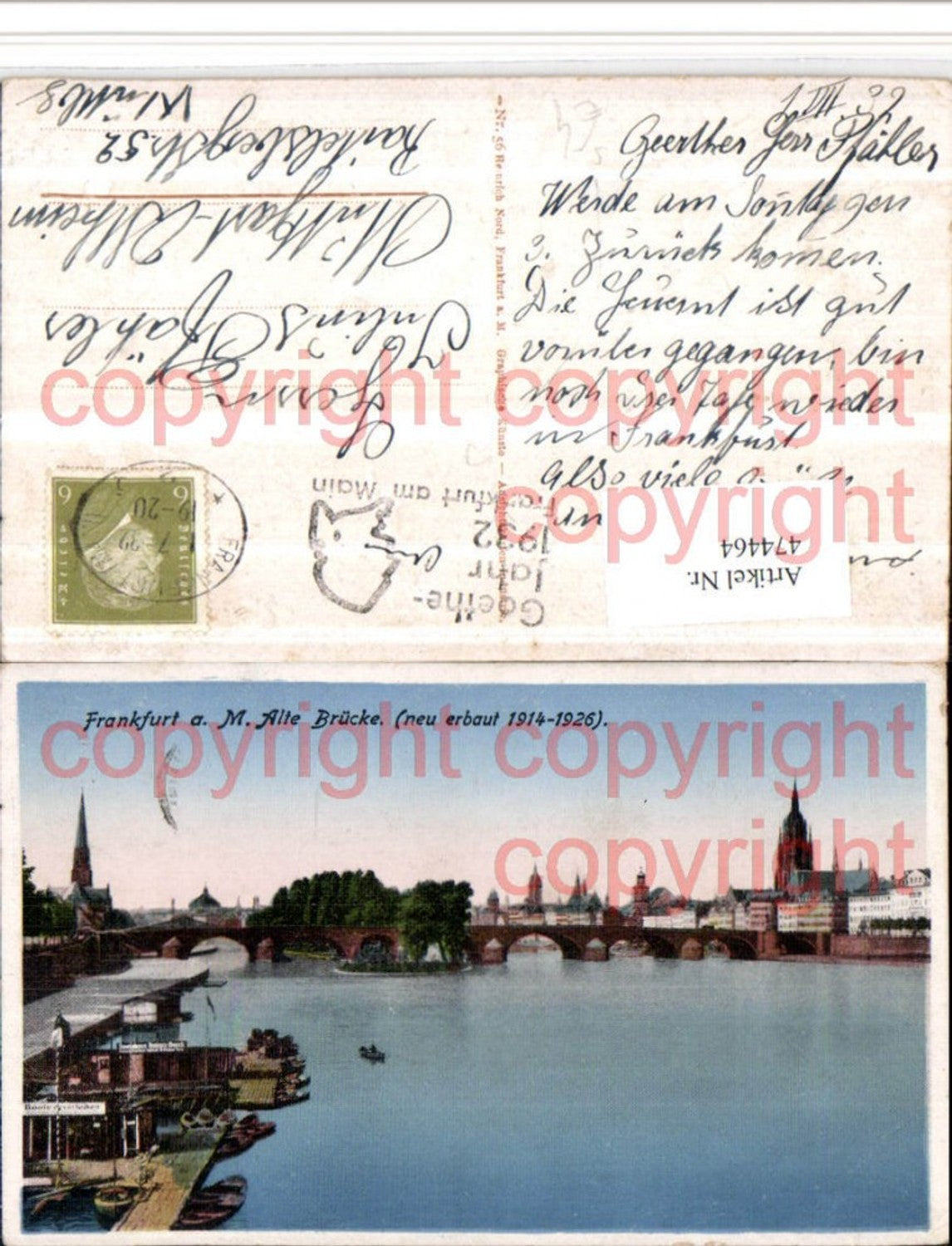 474464,Frankfurt am Main Alte Brücke Goethe-Jahr 1932 Stempel