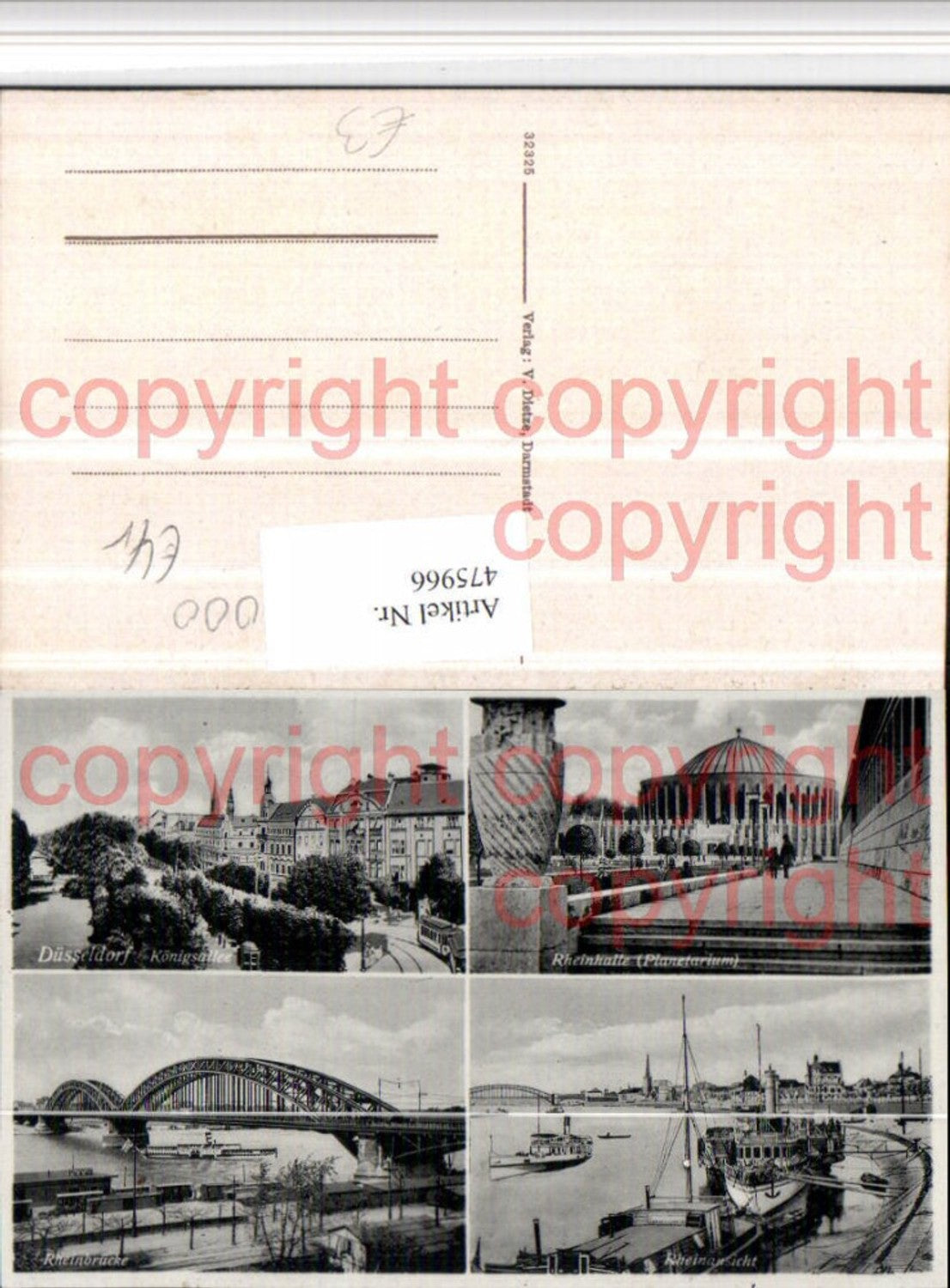 475966,Düsseldorf Königsallee Planetarium Brücke Dampfer Mehrbildkarte