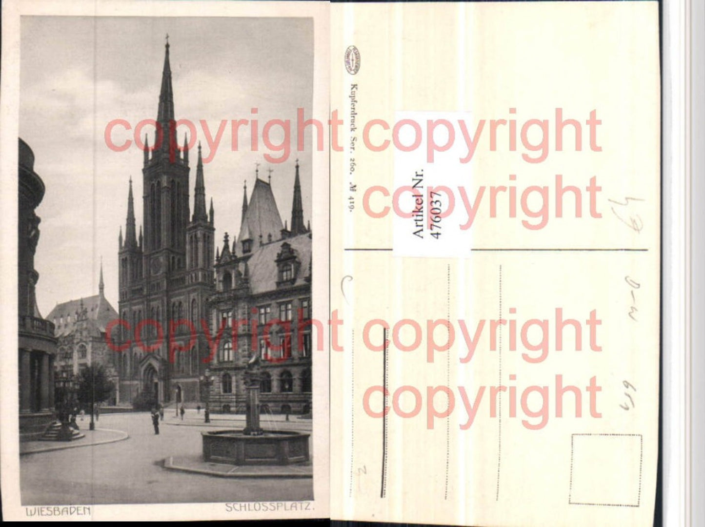 476037,Wiesbaden Schlossplatz Brunnen Kirche