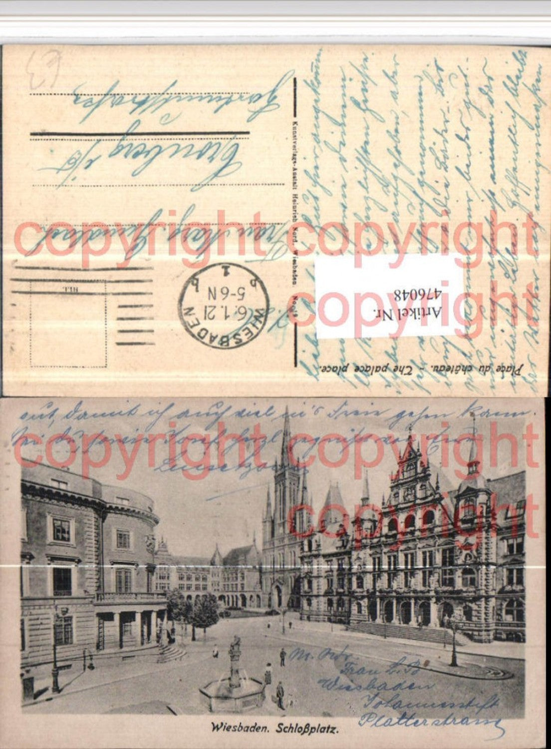 476048,Wiesbaden Schlossplatz Brunnen Kirche