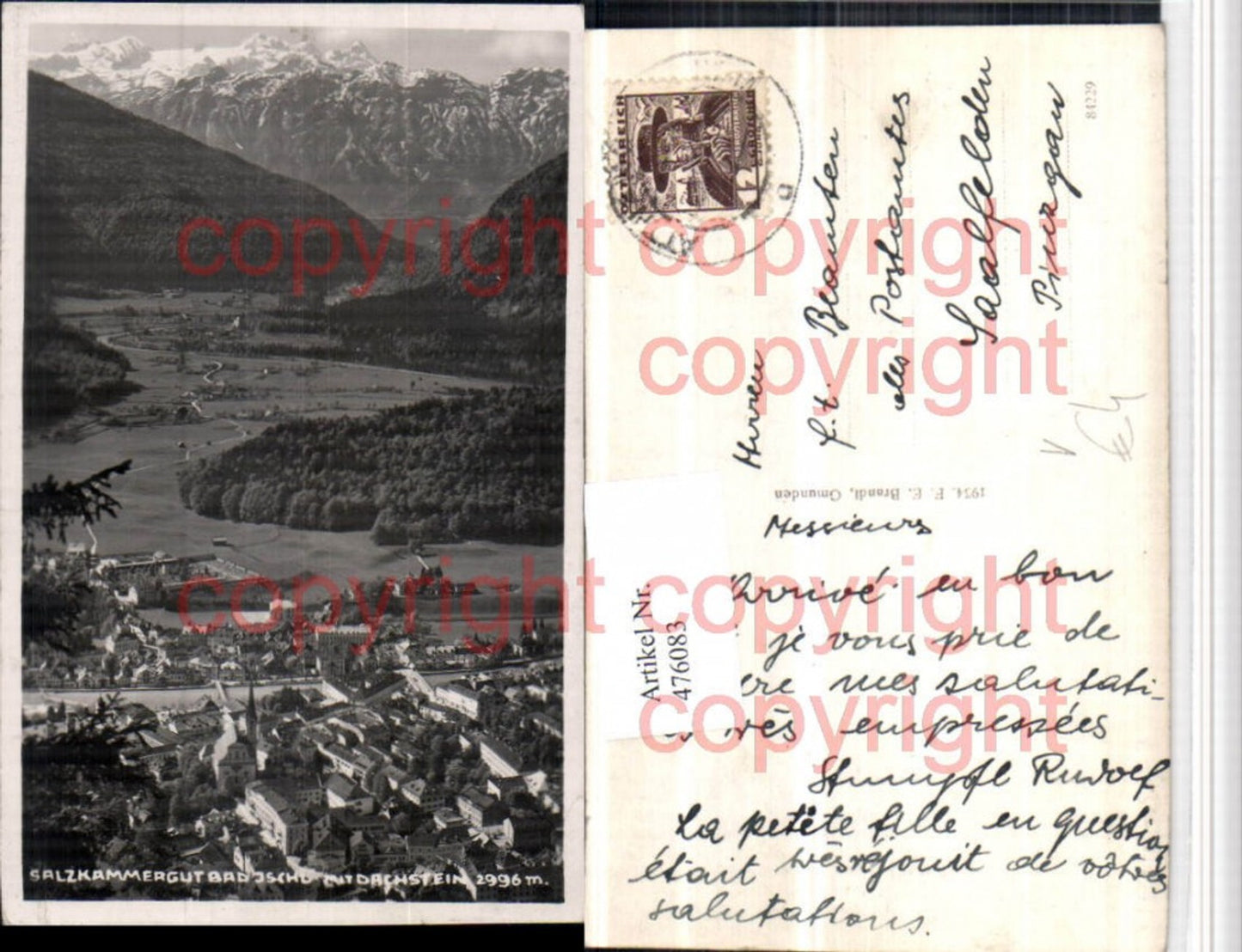 476083,Bad Ischl Totale m. Dachstein Bergkulisse pub F.E. Brandt