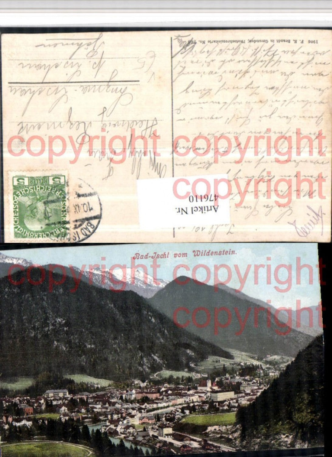 476110,Bad Ischl Totale vom Wildenstein Bergkulisse pub F.E. Brandt 760