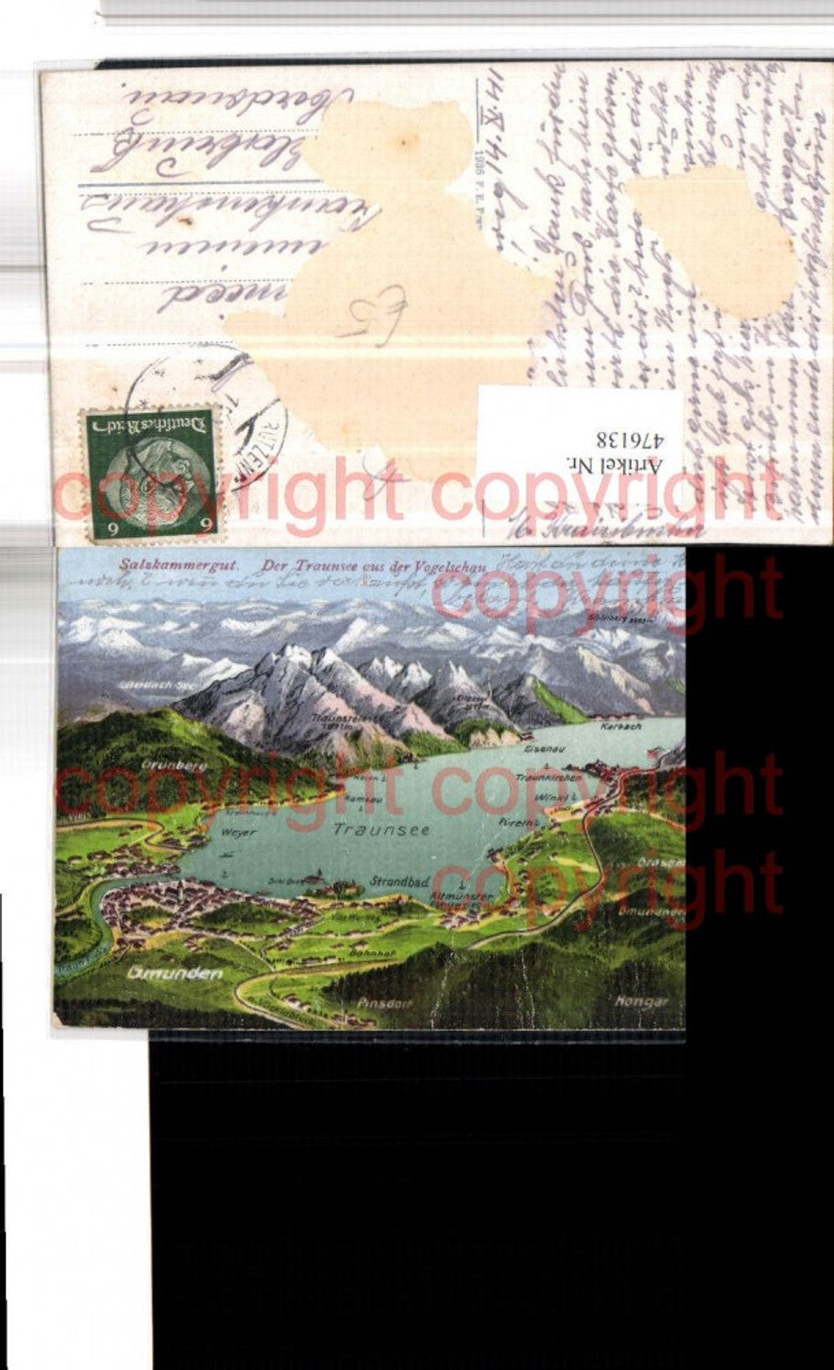 476138,Traunsee aus d. Vogelschau Gmunden Bergkulisse