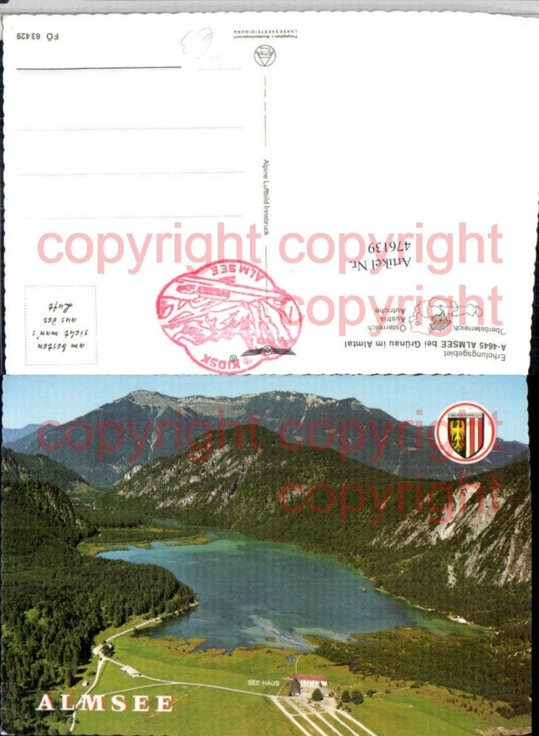 476139,Almsee See b. Grünau im Almtal Bergkulisse pub Alpine Luftbild 63429