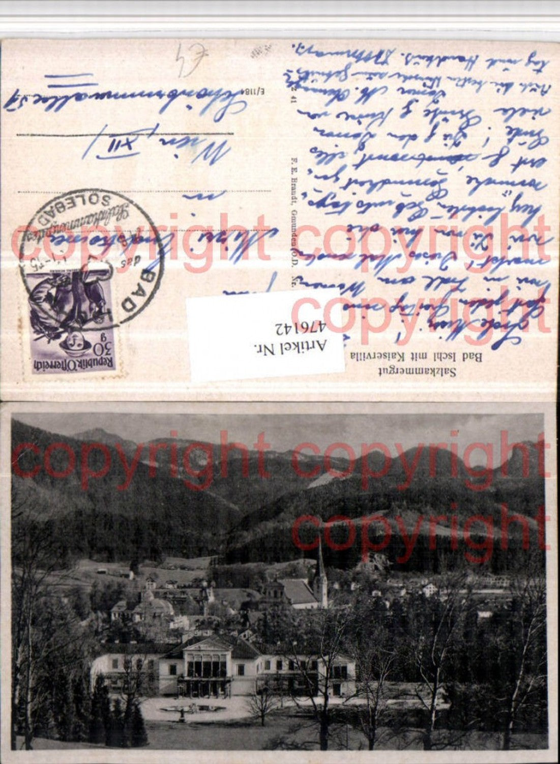 476142,Bad Ischl Teilansicht m. Kaiservilla Bergkulisse