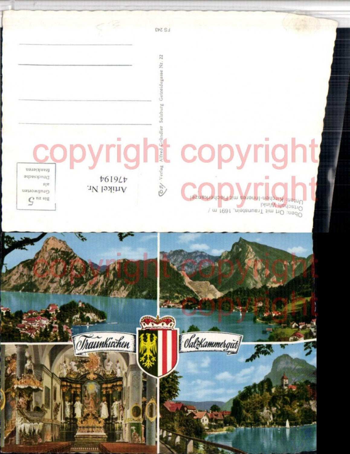 476194,Traunkirchen Totale Kirche Innenansicht Mehrbildkarte