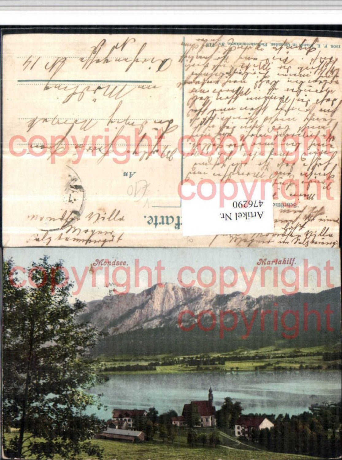 476290,Mondsee Mariahilf Kirche Bergkulisse pub F.E. Brandt 718