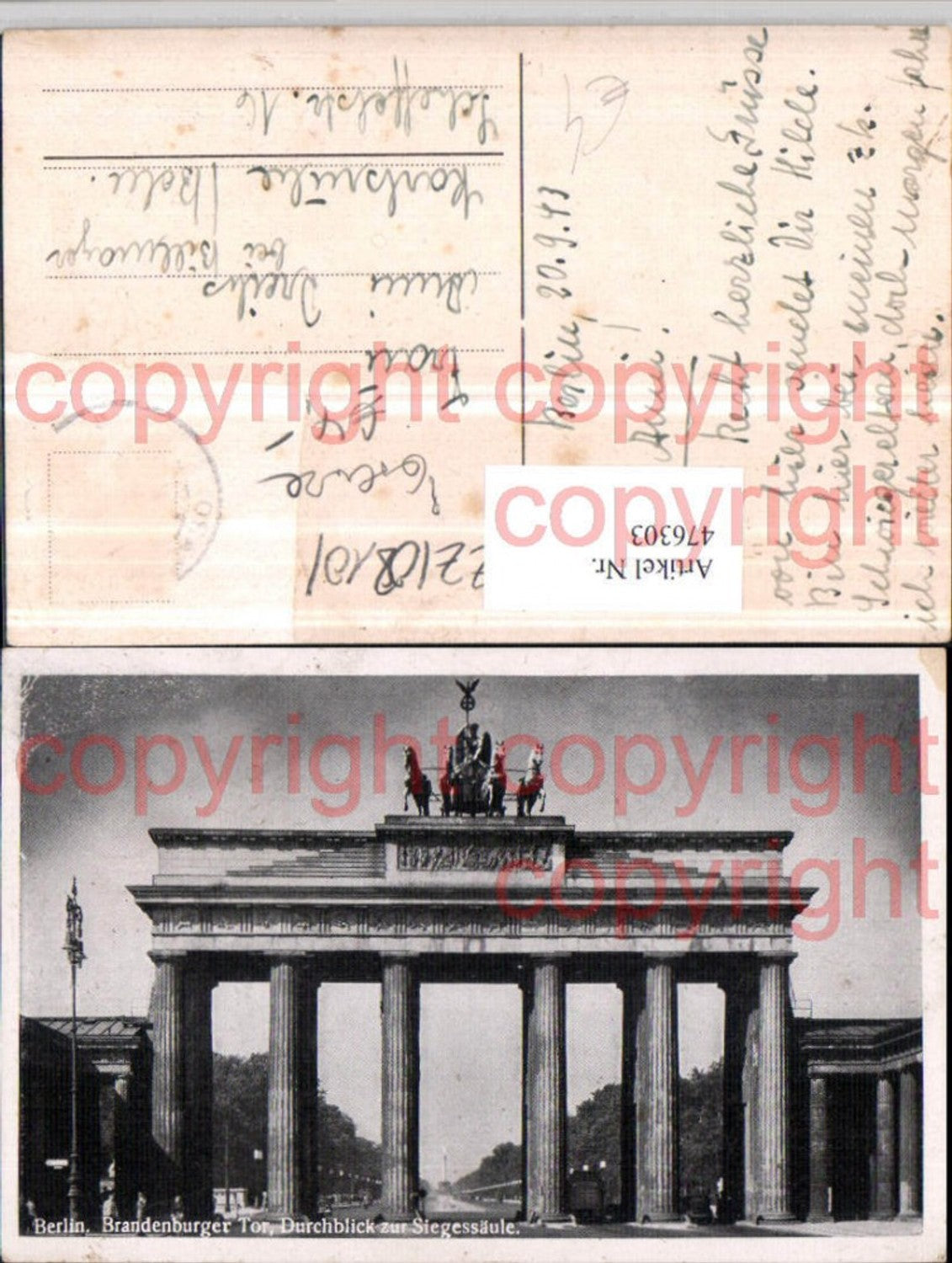 476303,Berlin Brandenburger Tor Durchblick zur Siegessäule