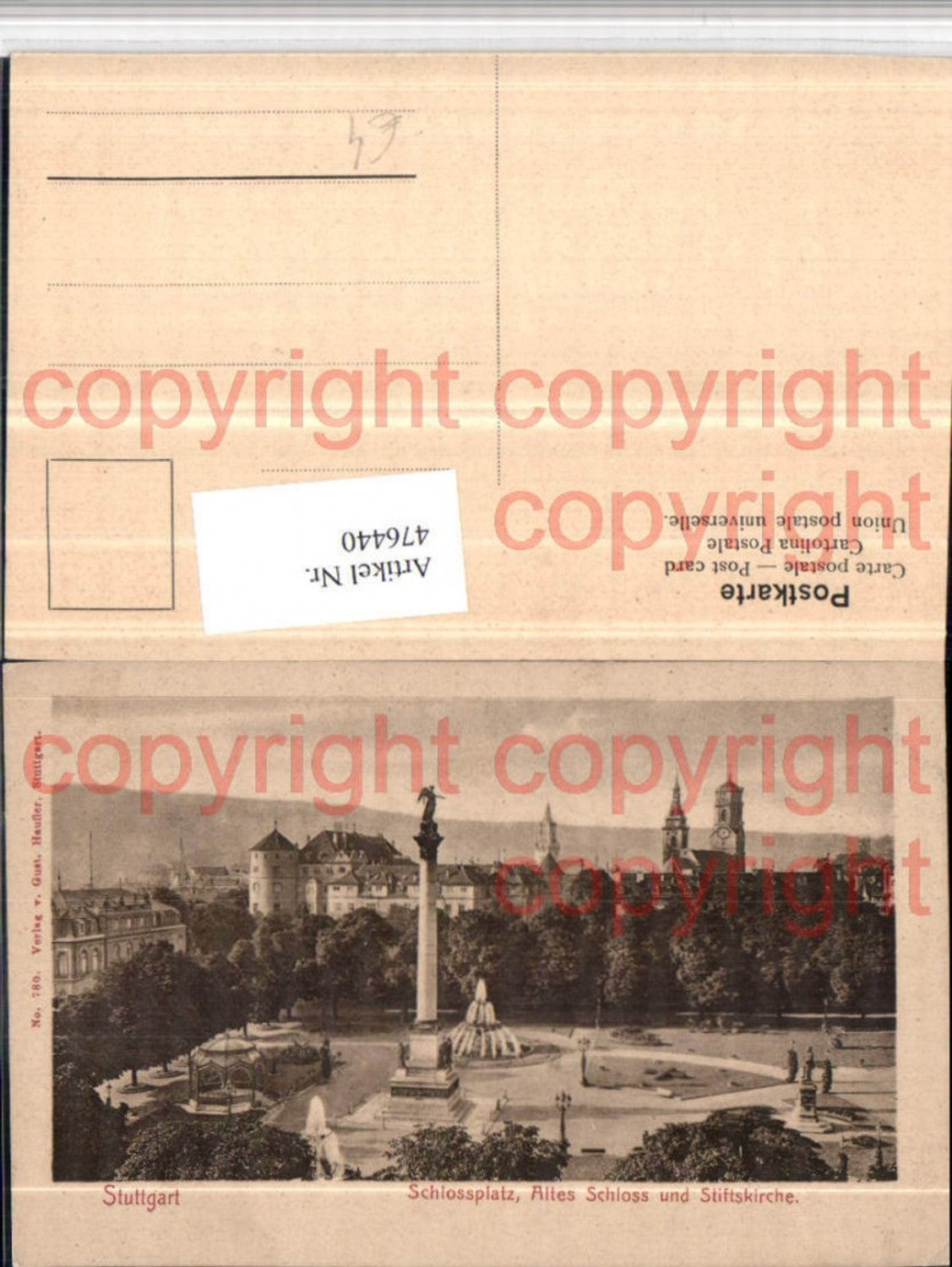 476440,Stuttgart Schlossplatz Altes Schloss u. Stiftskirche