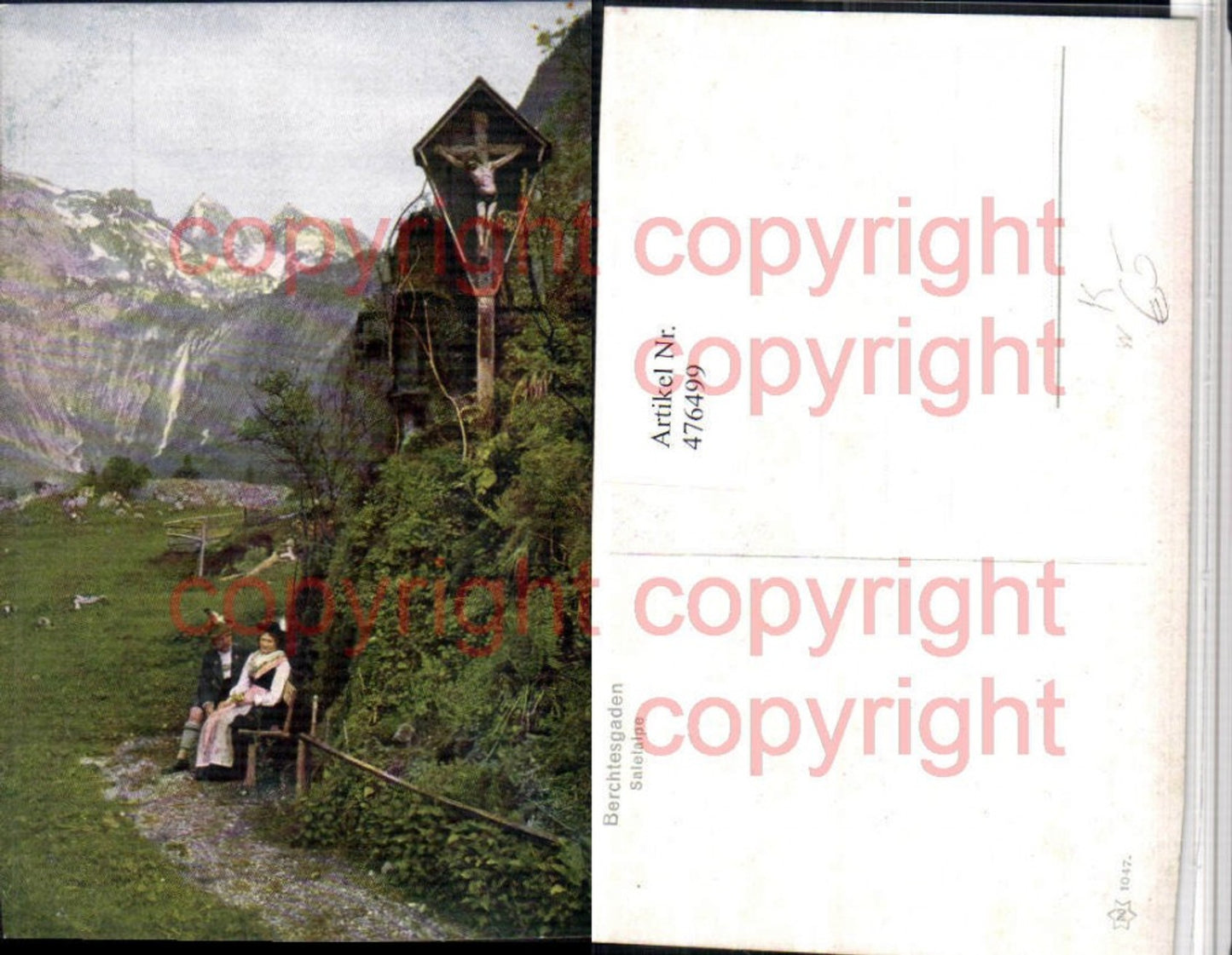 476499,Künstler AK Berchtesgaden Saletalpe Wegkreuz Bergkulisse