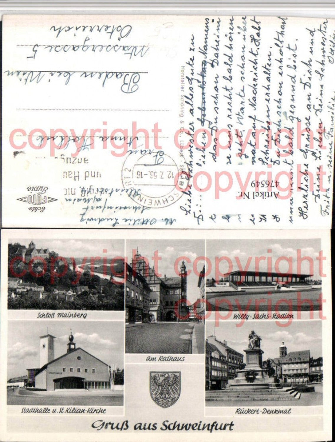476549,Schweinfurt Willy-Sachs-Stadion Rathaus Schloss Mehrbildkarte