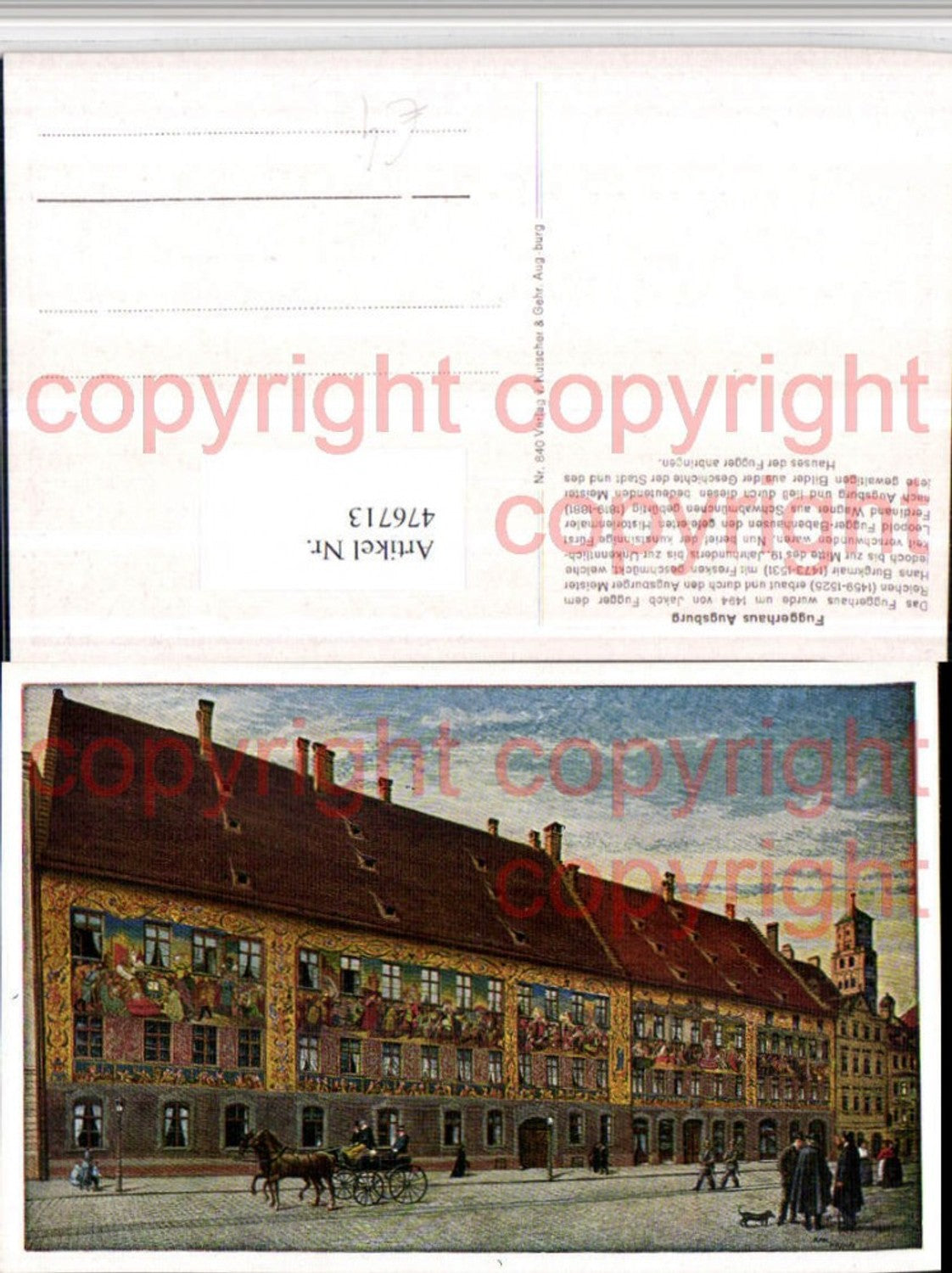 476713,Künstler AK Augsburg Fuggerhaus Kutsche