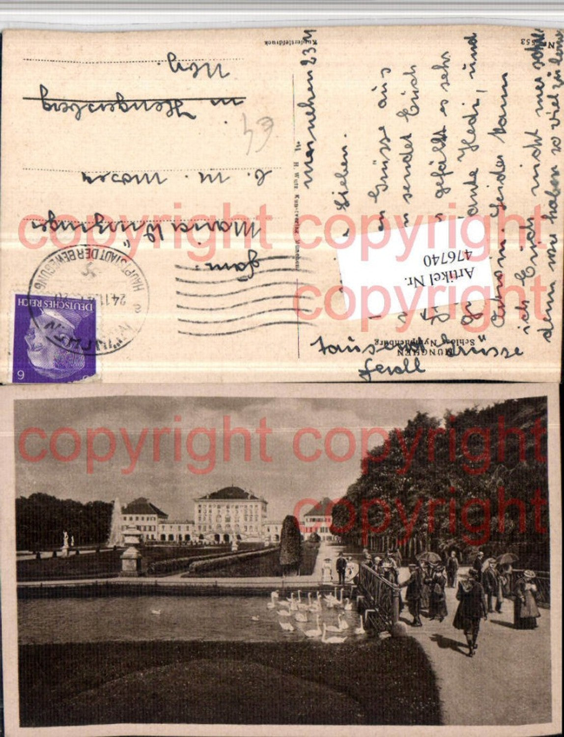 476740,München Schloss Nymphenburg Brücke Schwäne