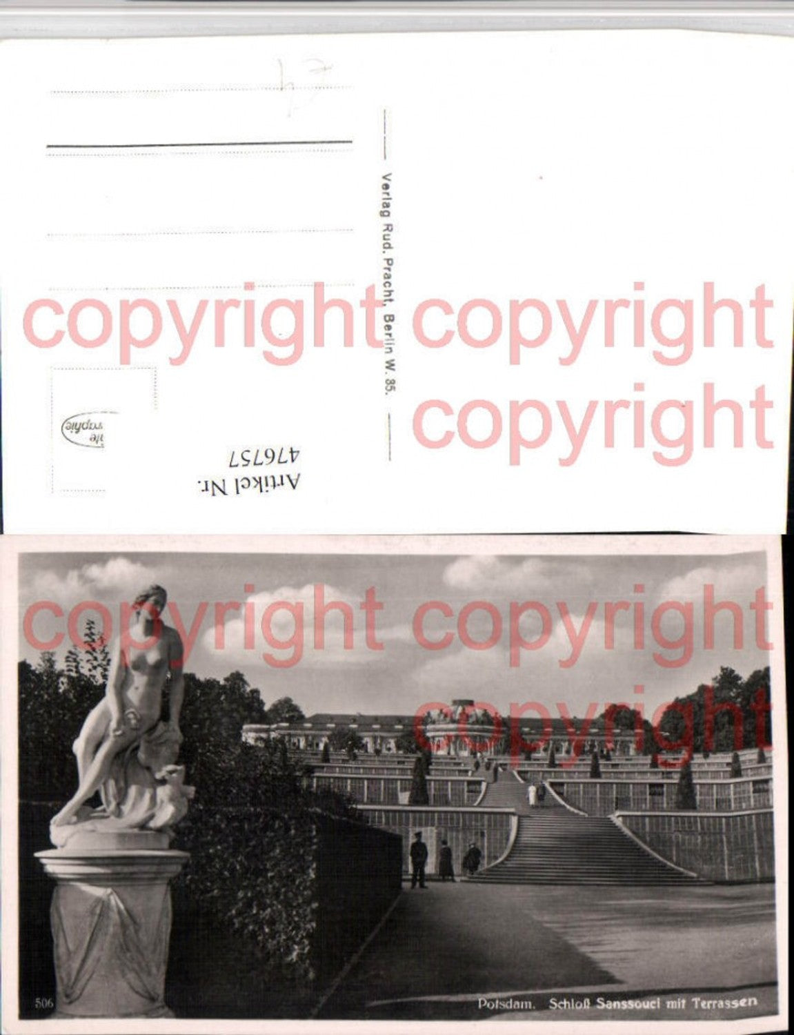 476757, Potsdam Sanssouci Palace with terrace statue