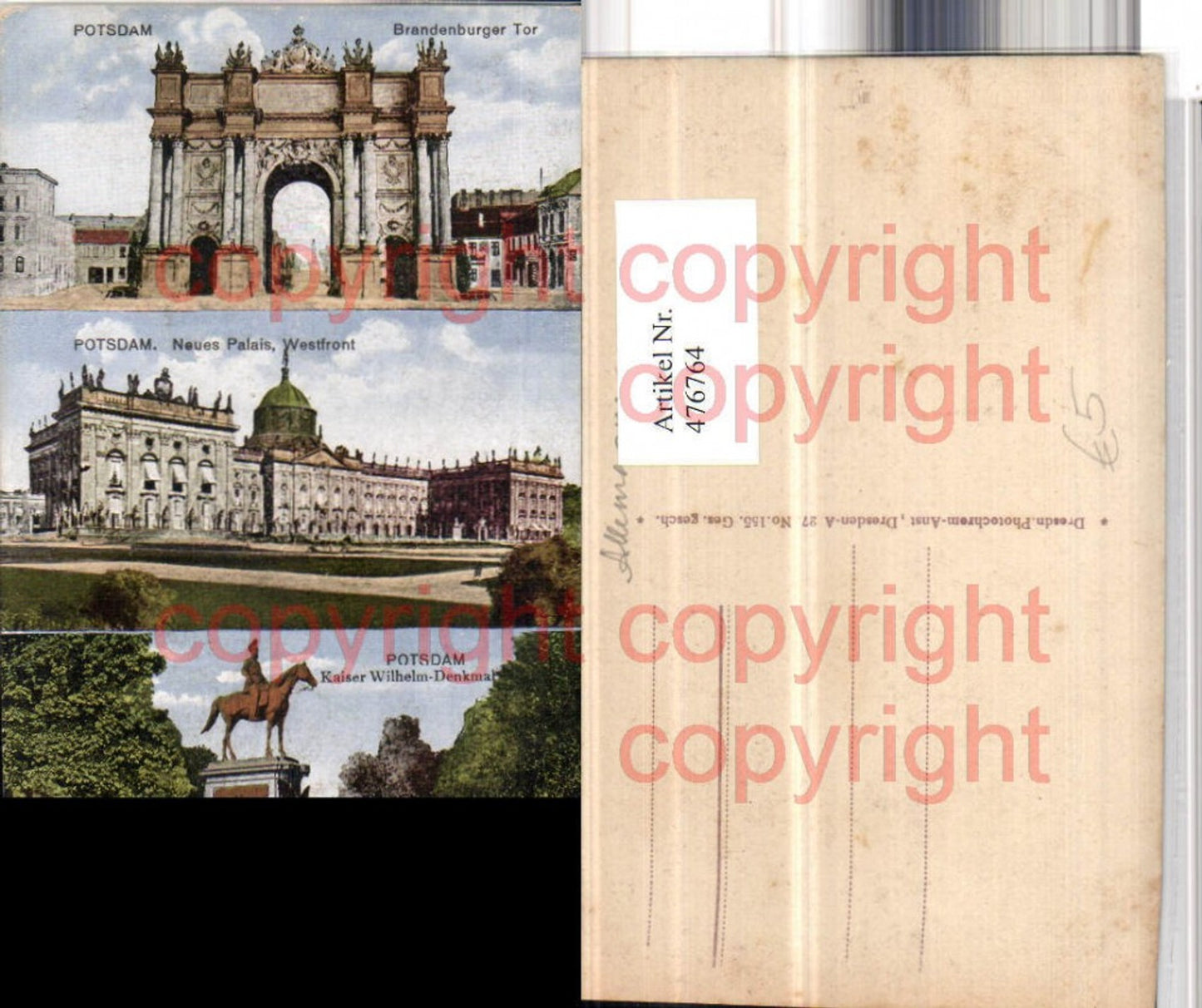 476764, Potsdam New Palace Brandenburg Gate Monument Multi-view postcard