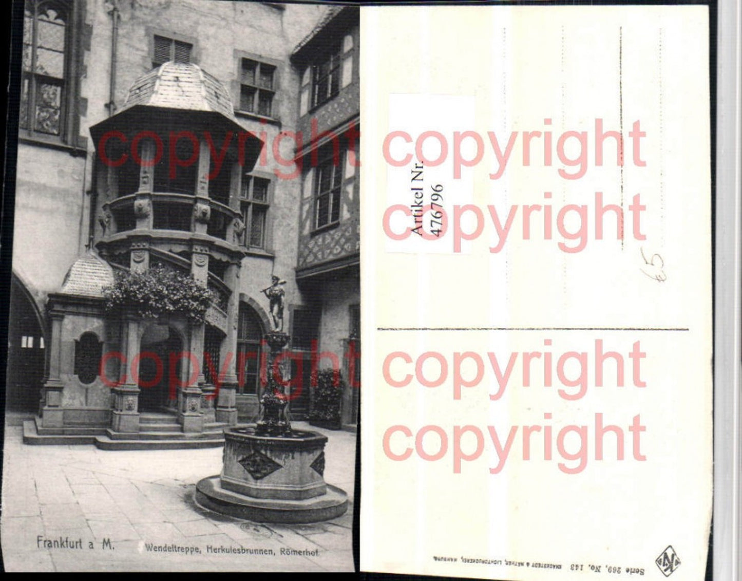 476796,Frankfurt am Main Römerhof Herkulesbrunnen Brunnen Wendeltreppe