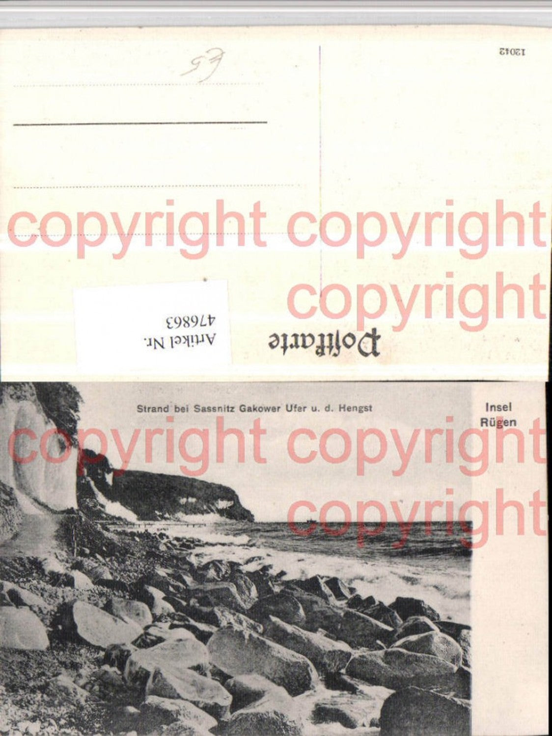 476863,Insel Rügen Strand b. Sassnitz Gakower Ufer m. Hengst Küste