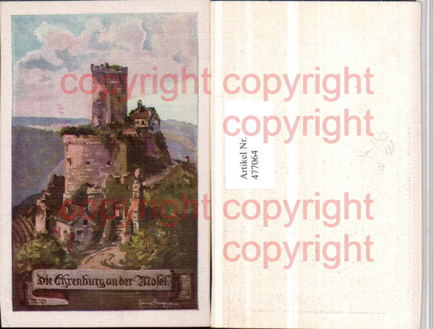 477064,Künstler AK Heinz Pinggera Ehrenburg Burg an d. Mosel b. Brodenbach