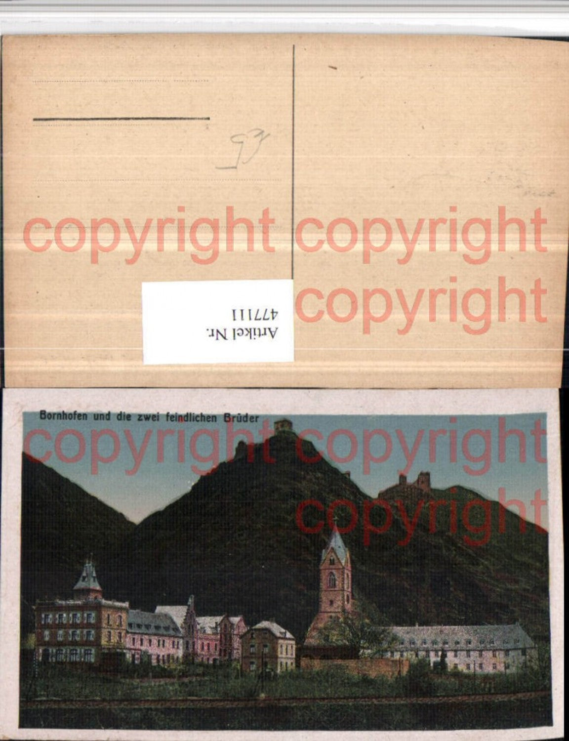 477111,Bornhofen Teilansicht m. Feindliche Brüder Ruinen Burgen