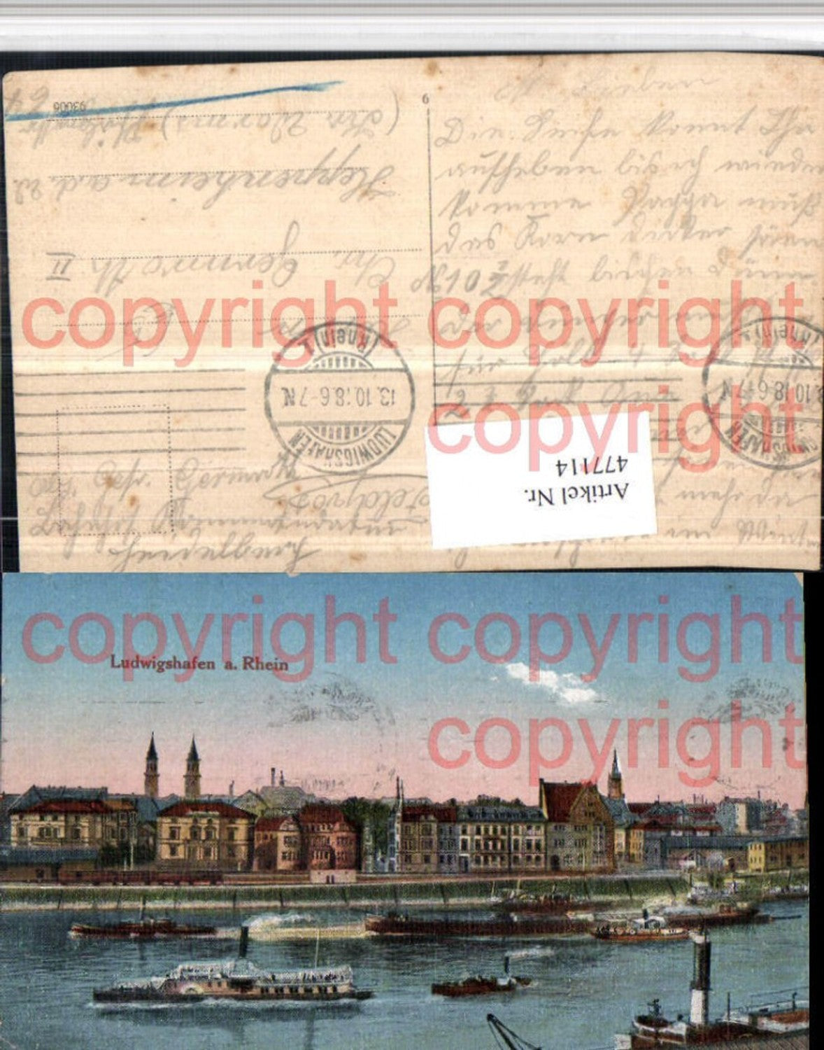 477114,Ludwigshafen am Rhein Teilansicht Dampfer Boote