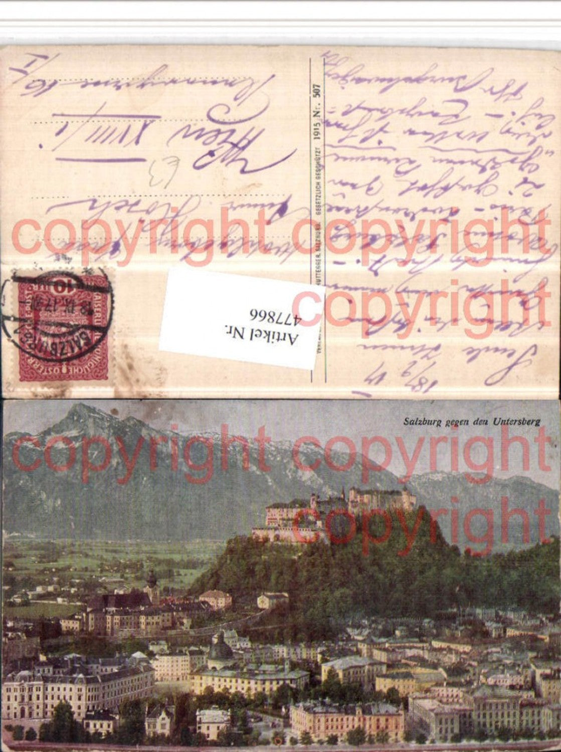 477866,Salzburg Teilansicht m. Festung geg. Untersberg Bergkulisse