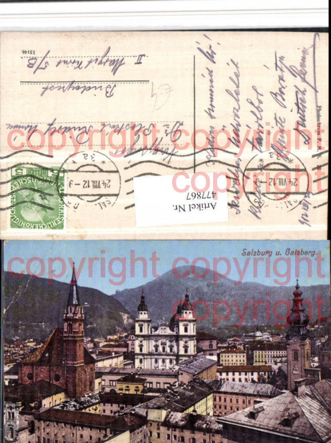 477867,Salzburg Teilansicht Kirchen geg. Gaisberg