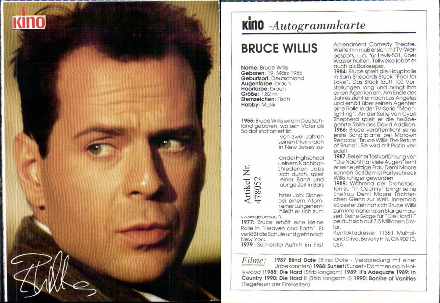 478052,Schauspieler Bruce Willis Kino-Autogrammkarte