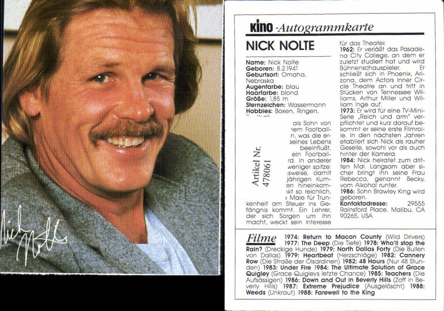 478061,Schauspieler Nick Nolte Kino-Autogrammkarte