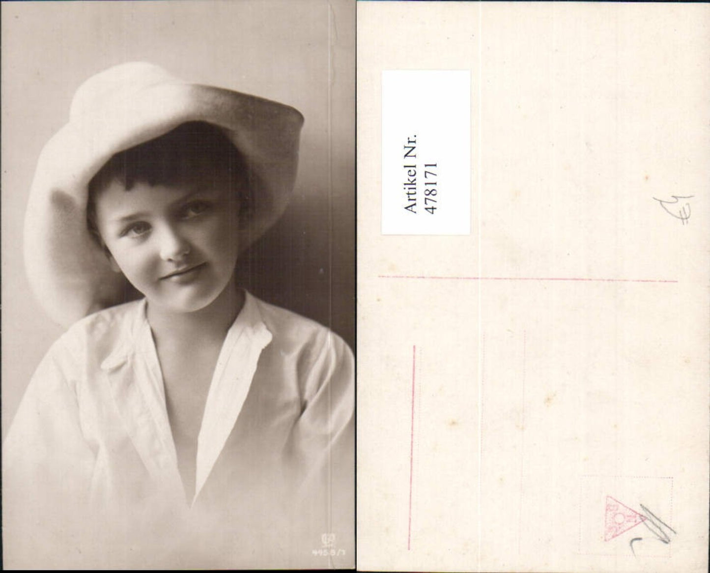 478171,Foto Ak Kind m. Hut Portrait