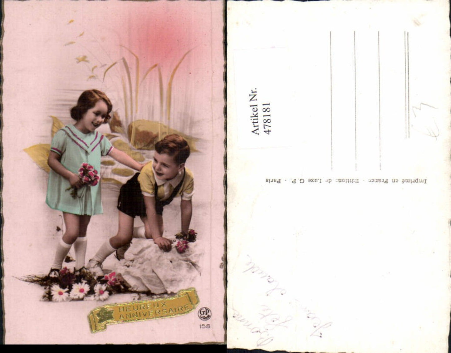 478181,Kinder Mädchen Bub Junge Blumen Heureux Anniversaire