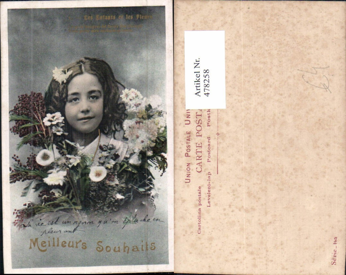 478258,Kind Mädchen Blumen Les Enfants et les Fleurs Text
