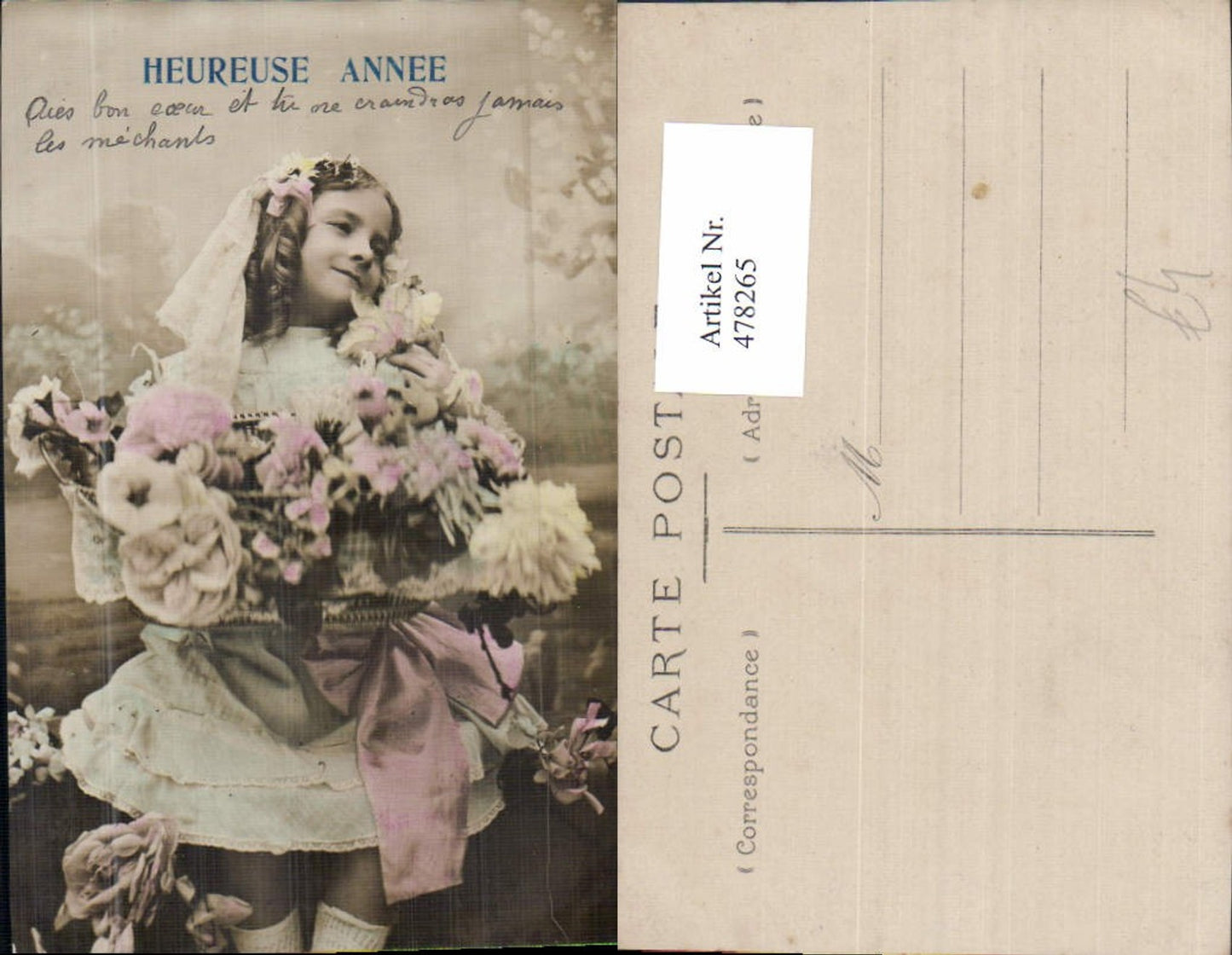 478265,Kind Mädchen Lockenkopf Schleier Korb m. Blumen