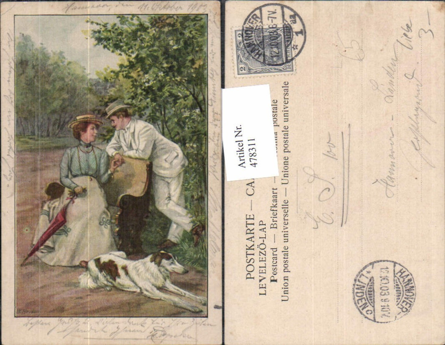478311,Litho Paar Händchenhalten Hund Liebe