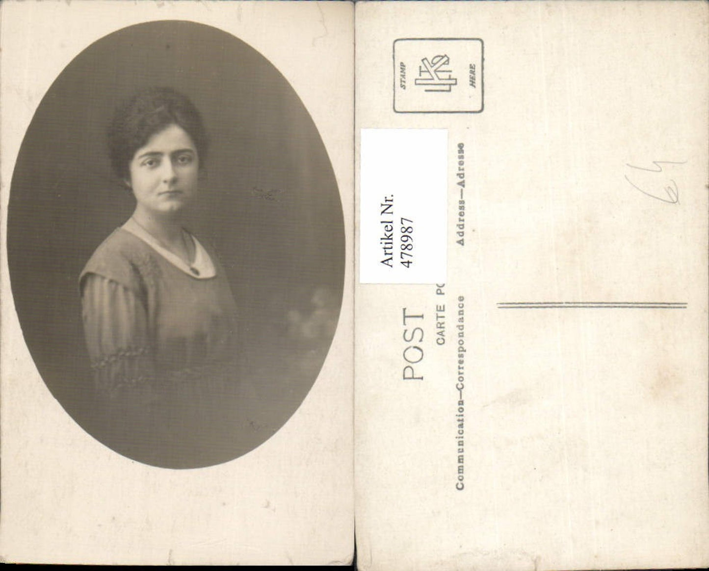 478987,Foto Ak Frau Halskette Portrait Passepartout