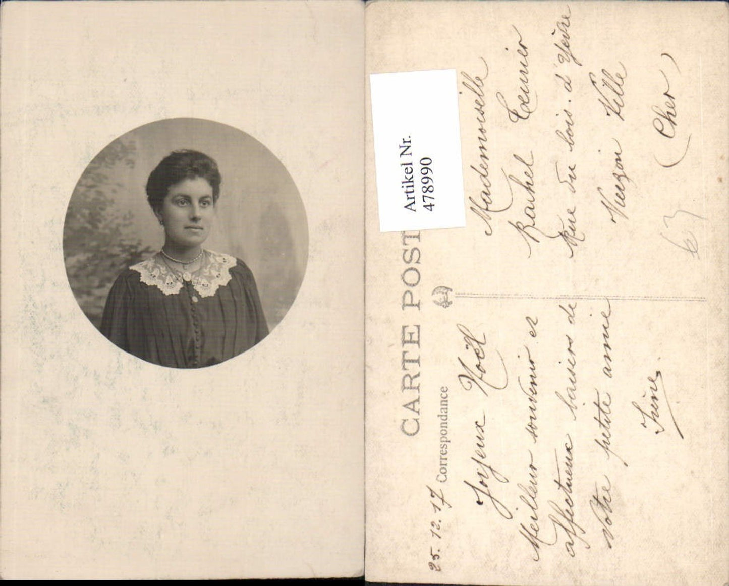 478990,Foto Ak Frau Perlenkette Schmuck Portrait Passepartout
