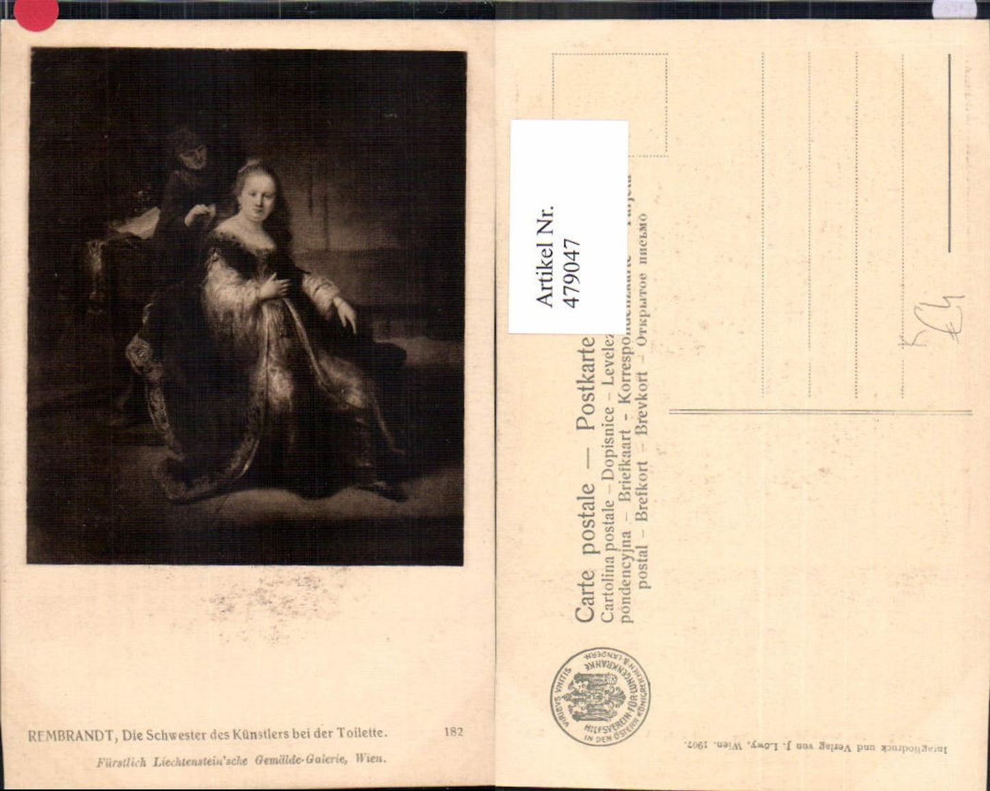 479047,Künstler Ak Rembrandt Die Schwester d. Künstlers b. d. Toilette Frau