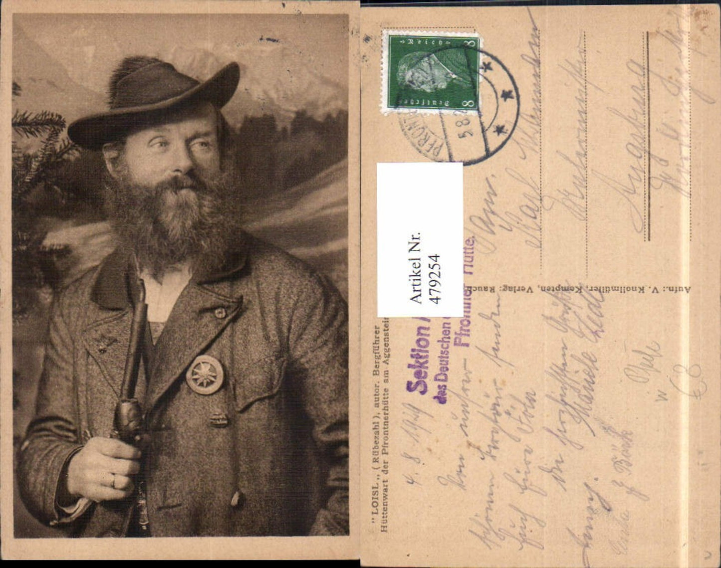 479254,Mann Loisl Rübezahl Hüttenwart Pfrontnerhütte Aggenstein Portrait Pfeife Rauchen