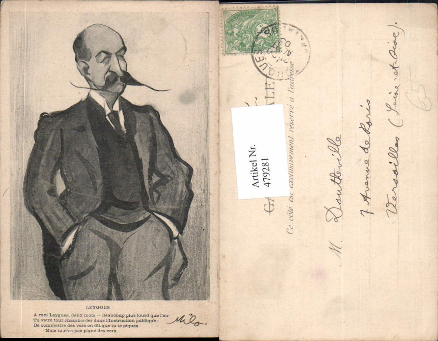 479281,Künstler Ak Mann Anzug Bart Leygues Text