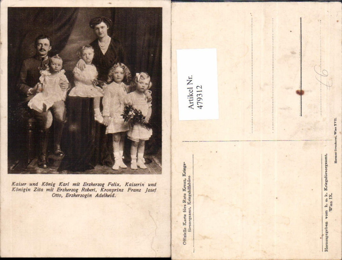 479312,Kaiserfamilie Karl Zita u. Kinder Adel Monarchie Gruppe Familie Habsburg