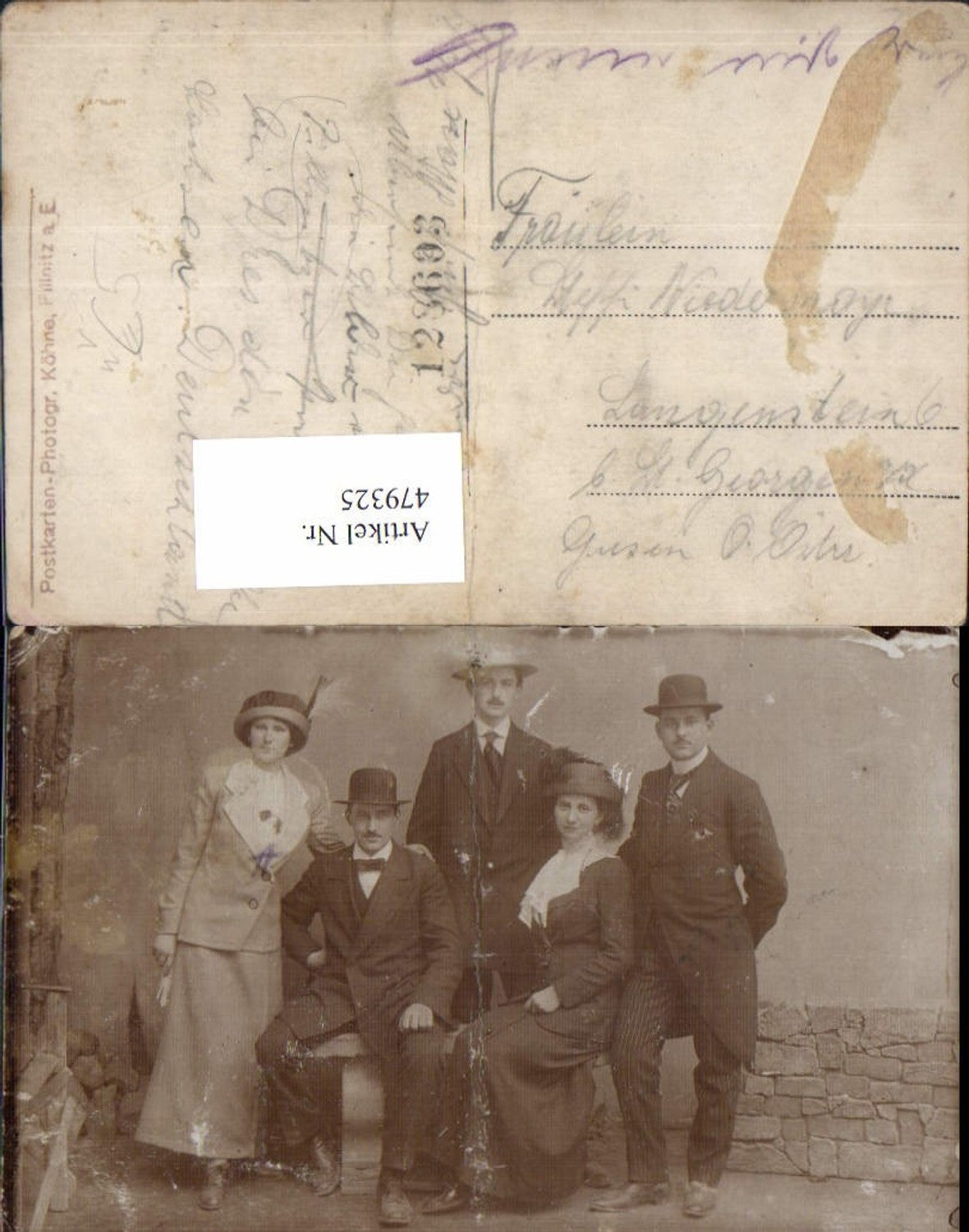 479325,Gruppe Familie Frauen Mode Hutmode Hut Anzug pub Köhne Pillnitz a. Friedrichsgrund