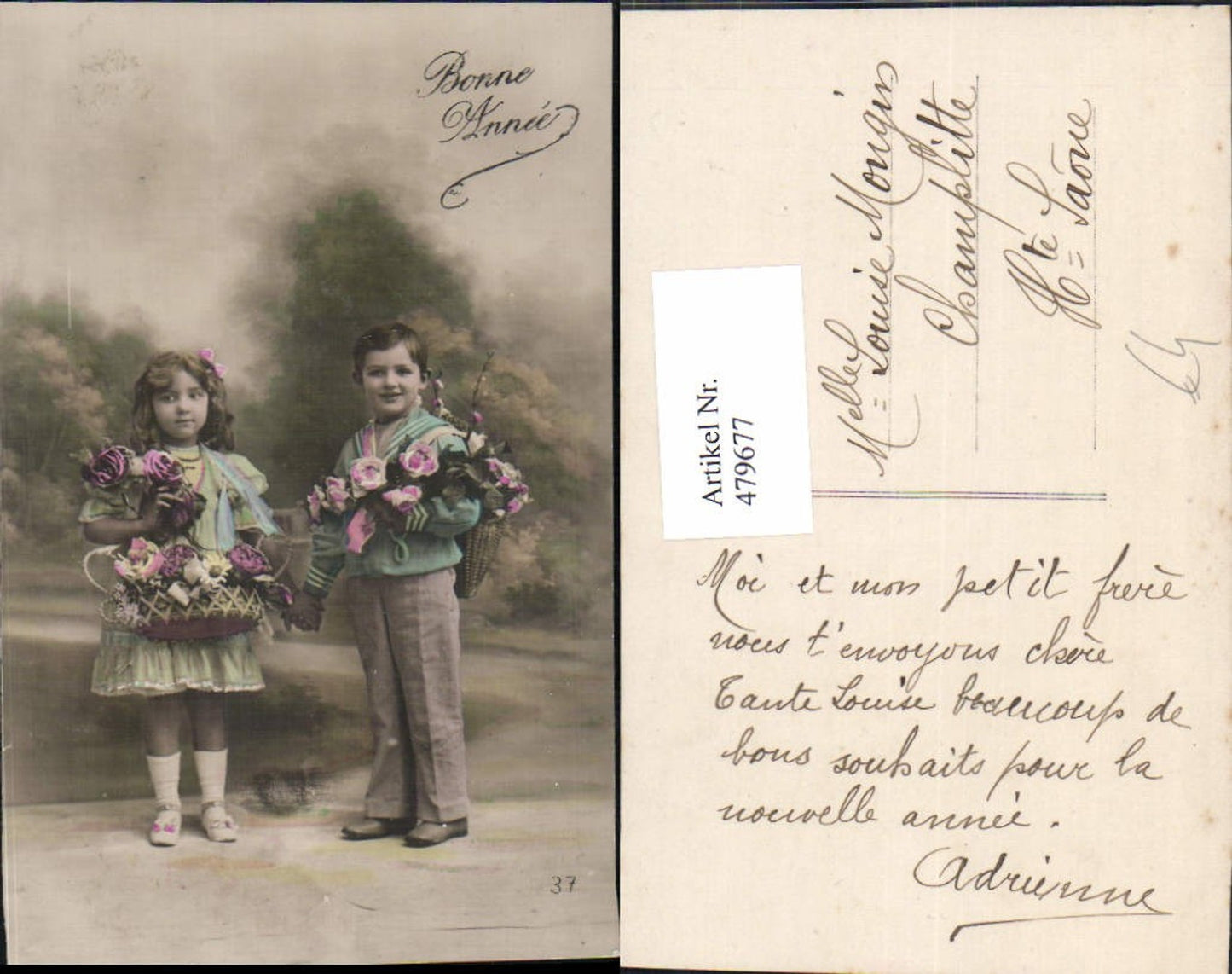 479677,Kinder Uniform Kleid Matrosenanzug Korb Rosen Blumen