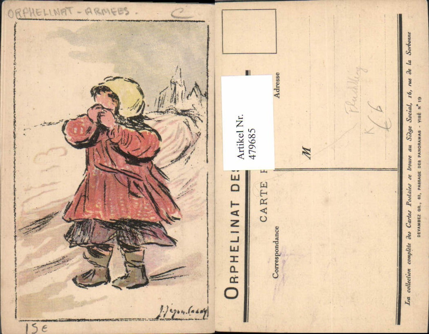 479685,Künstler Ak Kind Orphelinat de Armees Flüchtling