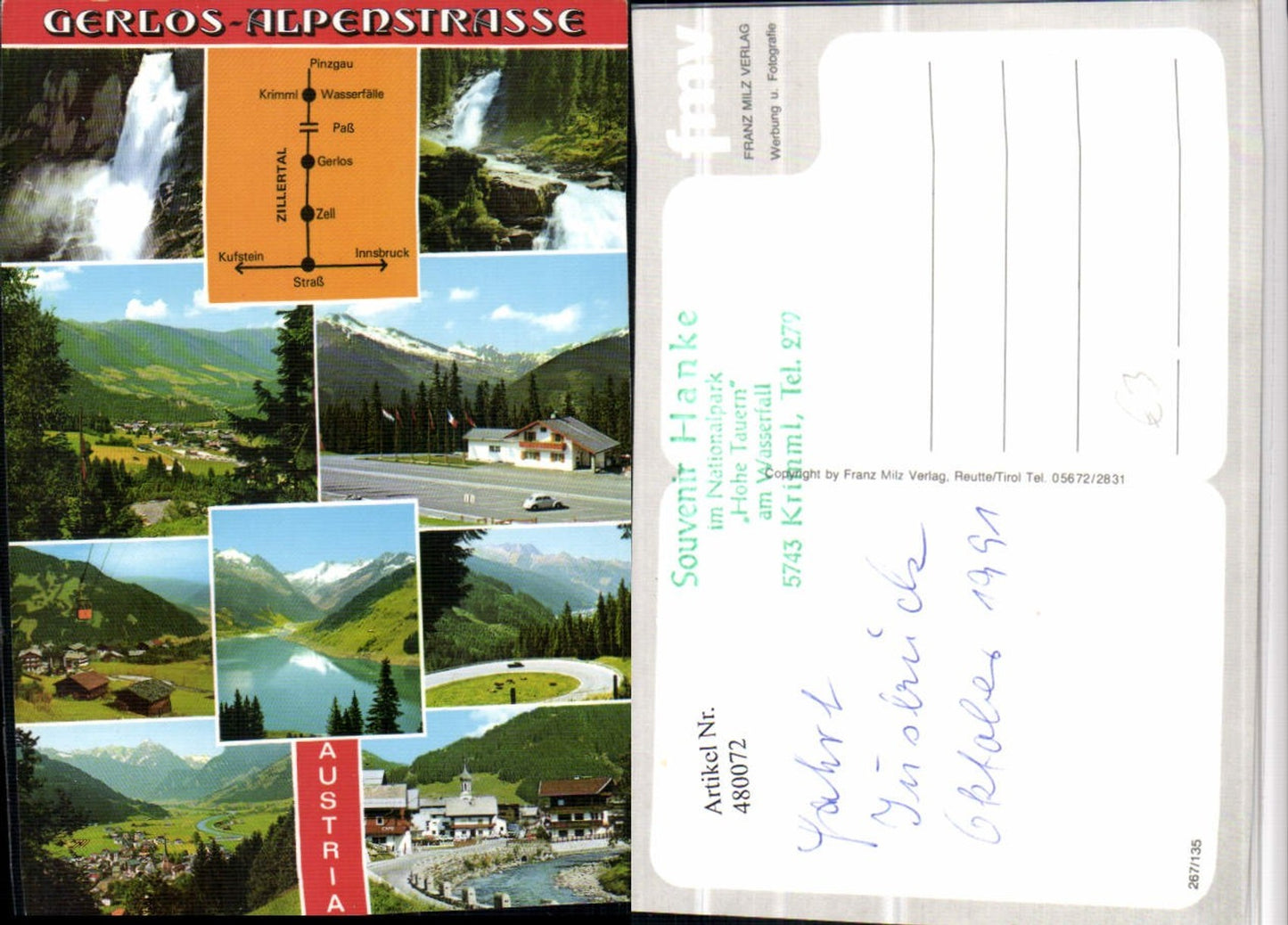 480072,Gerlos Alpenstraße Krimml Wasserfall Seilbahn Mehrbildkarte