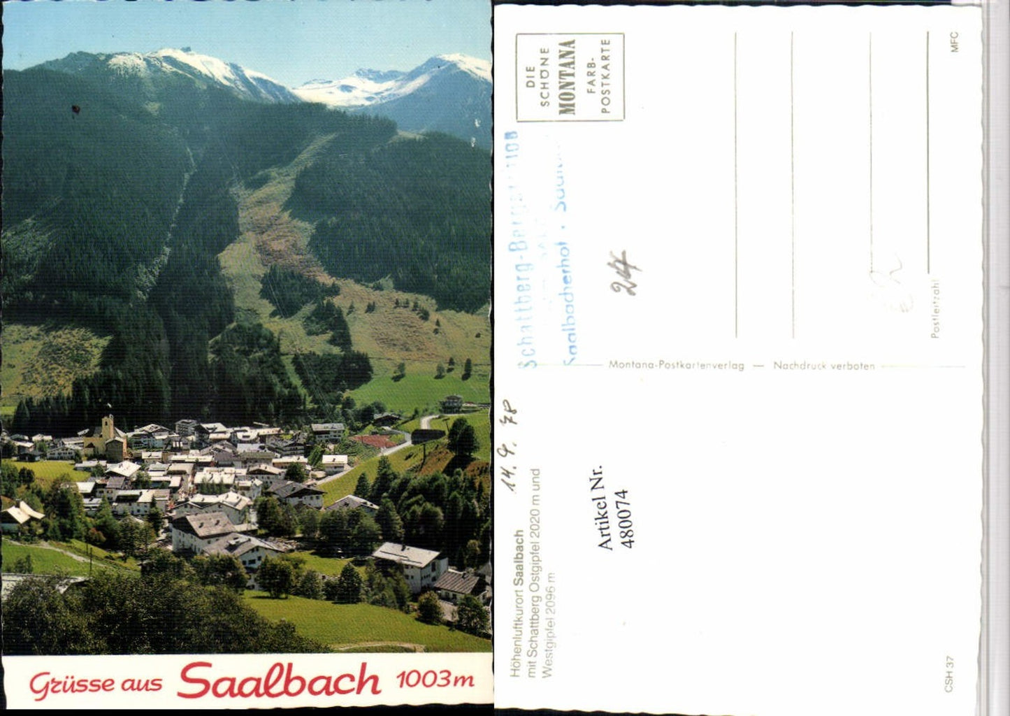 480074,Saalbach Totale m. Schattberg Bergkulisse