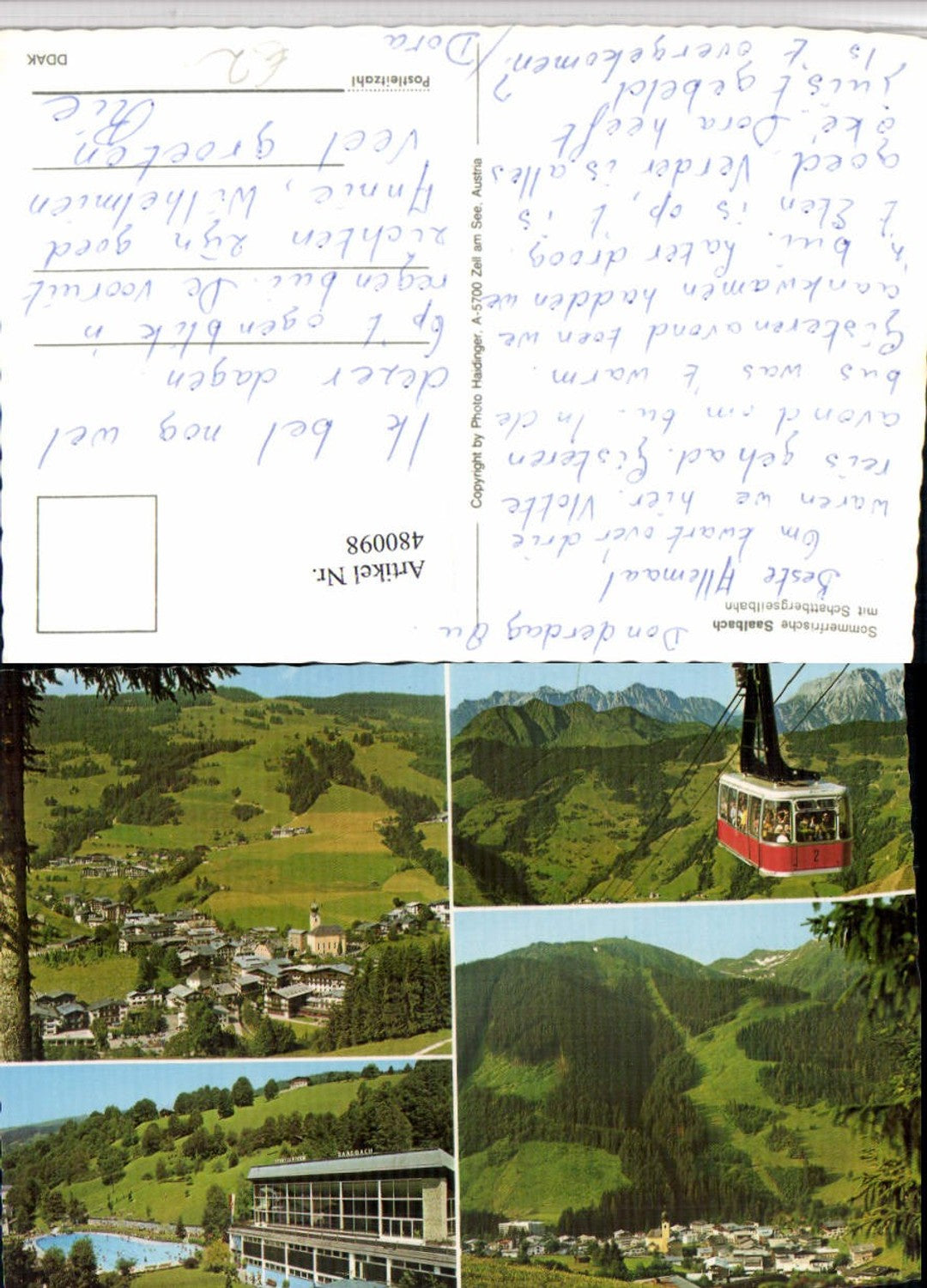 480098,Saalbach Totale Seilbahn Freibad Mehrbildkarte