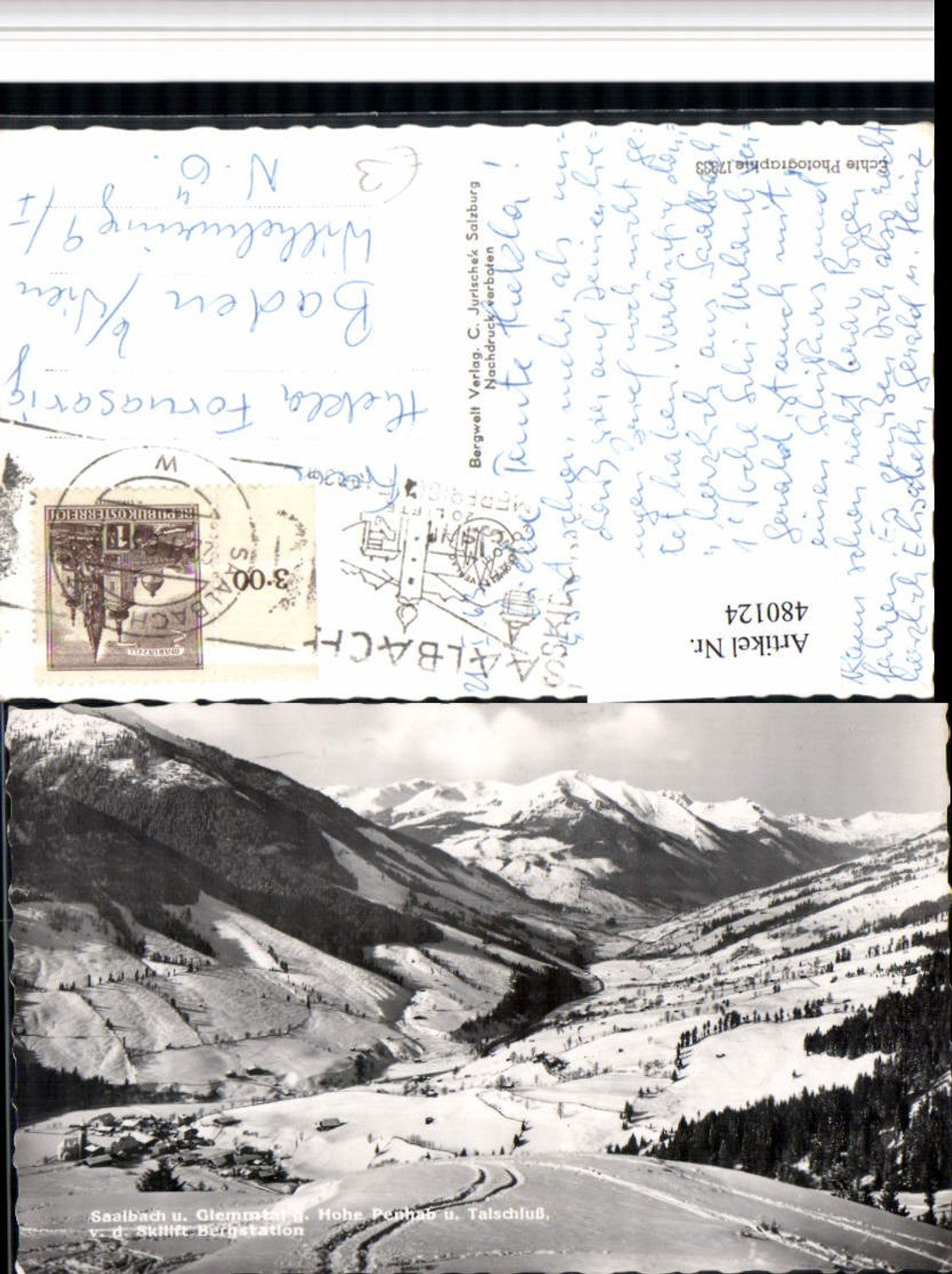 480124,Saalbach Totale geg. Hohe Penhab Bergkulisse Winterbild