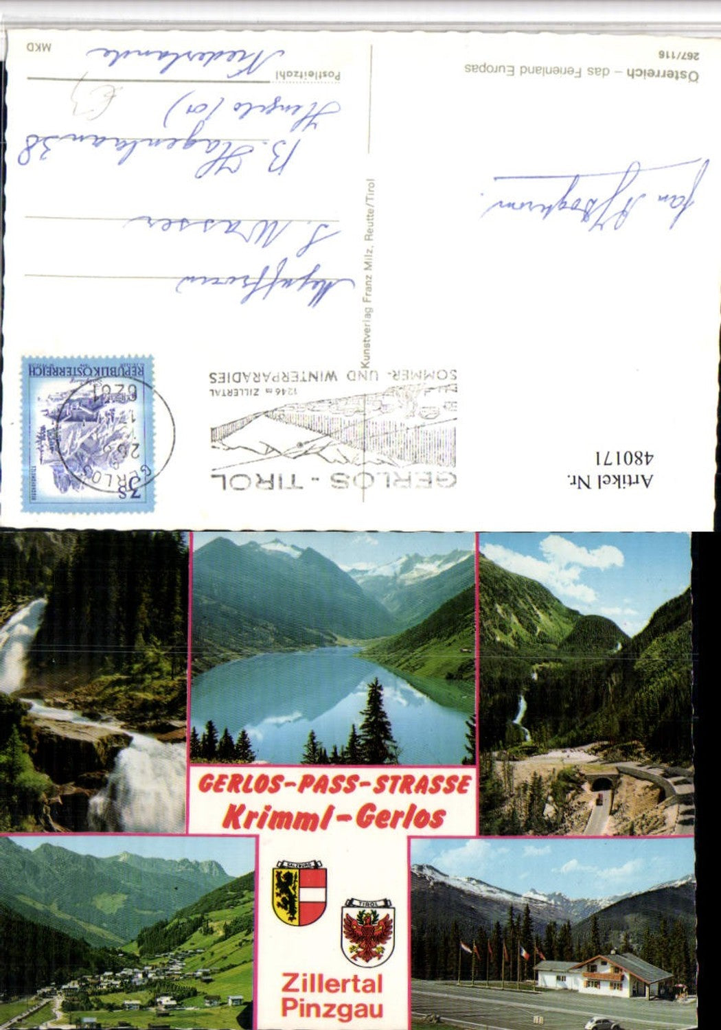 480171,Gerlos-Passstraße Krimml Wasserfall See Mehrbildkarte