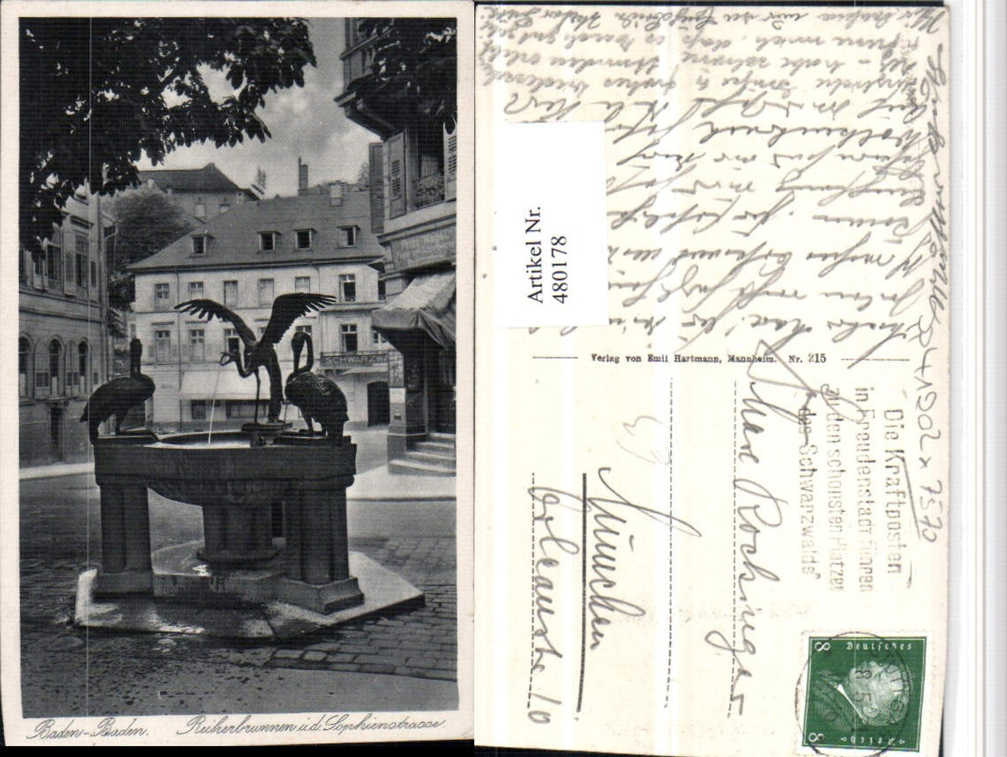 480178,Baden-Baden Reiherbrunnen Brunnen in d. Sophienstraße
